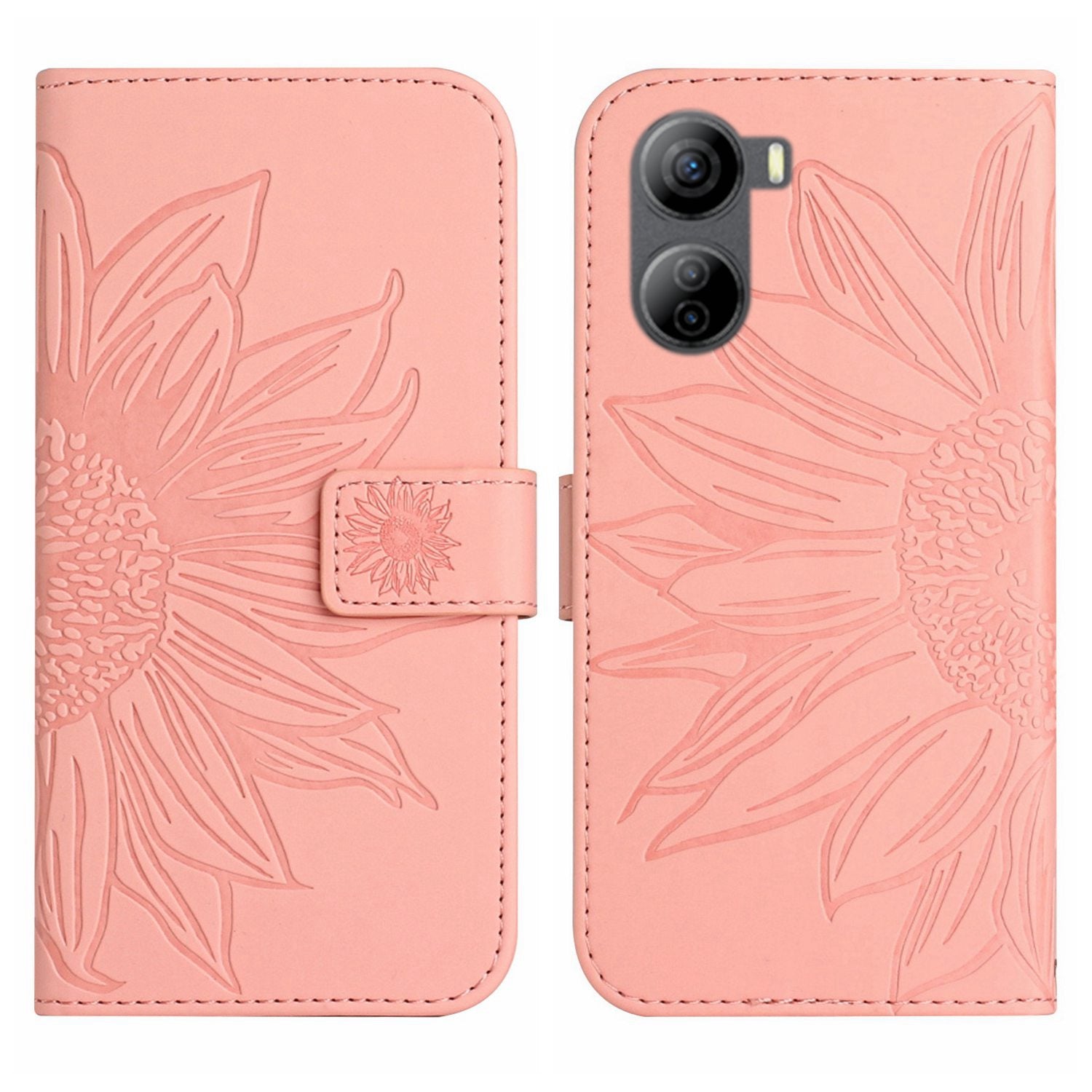HT04 For ZTE Libero 5G IV Case Sunflower Imprint Phone Wallet Cover with Shoulder Strap - Light Purple HT04 For ZTE Libero 5G IV Case Sunflower Imprint Phone Wallet Cover with Shoulder Strap - Light Purple